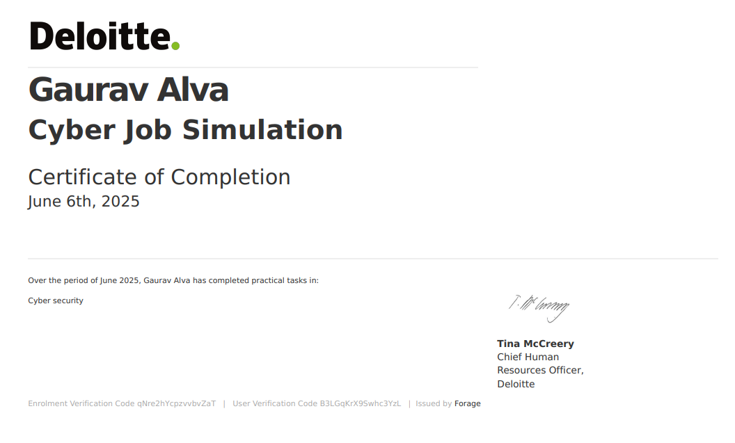 Deloitte Australia - Cyber Job Simulation Certificate