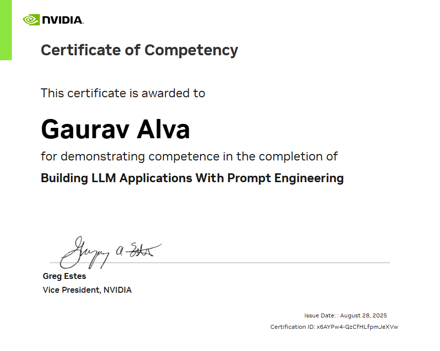 Building LLM Applications With Prompt Engineering Certificate